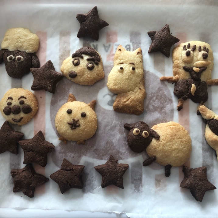 プレーン生地とココア生地でキャラクタークッキー レシピ 作り方 By うちなち 楽天レシピ